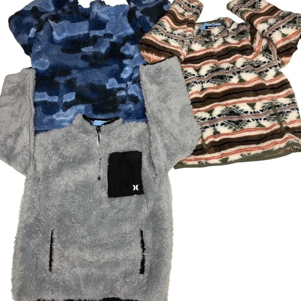Hurley Boys Sherpa Blue‎ Quarter-Zip Jacket M 8 NWT